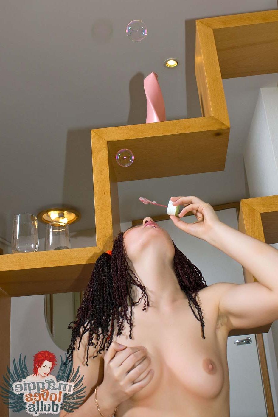 15P Alt girl blowing bubbles