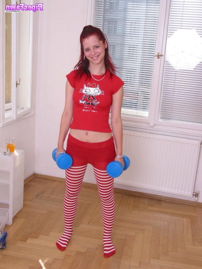 15P Busty redhead teen working out