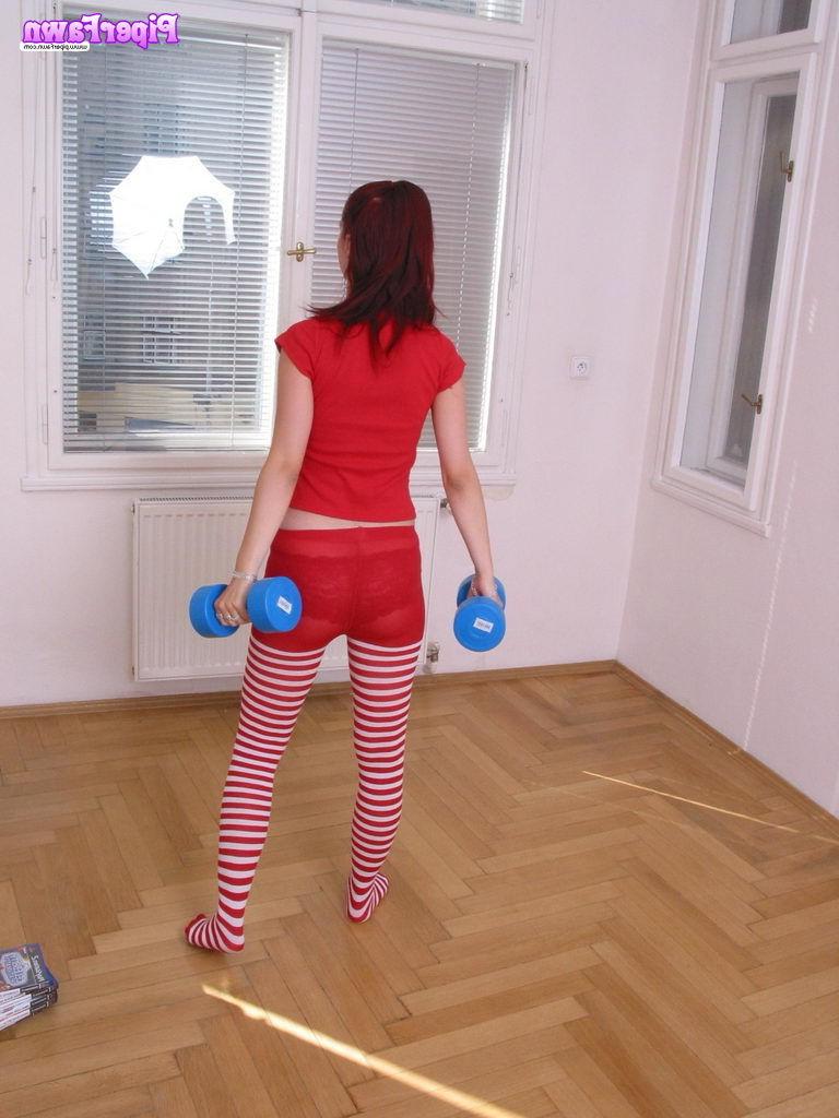15P Busty redhead teen working out