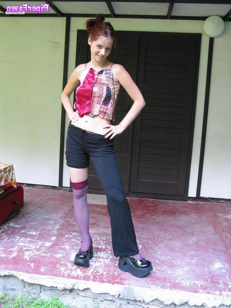 16P Busty redhead teen in socks