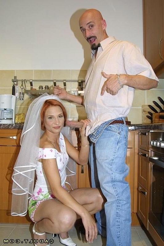 16P Cock hungry redhead bride sucking and fucking