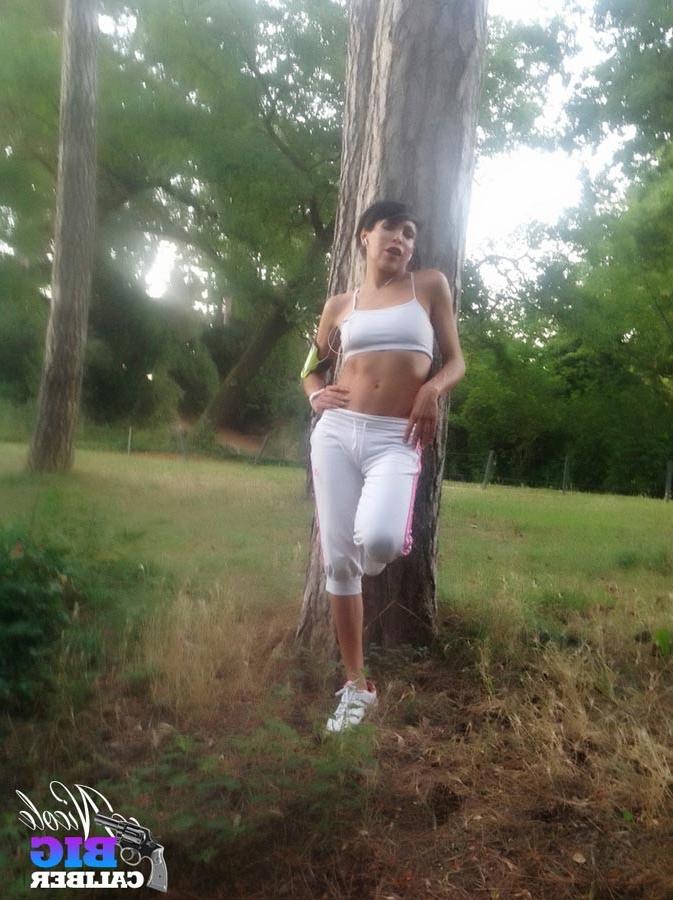 13P TS Nicole Big Caliber in Candid Photos in the Woods