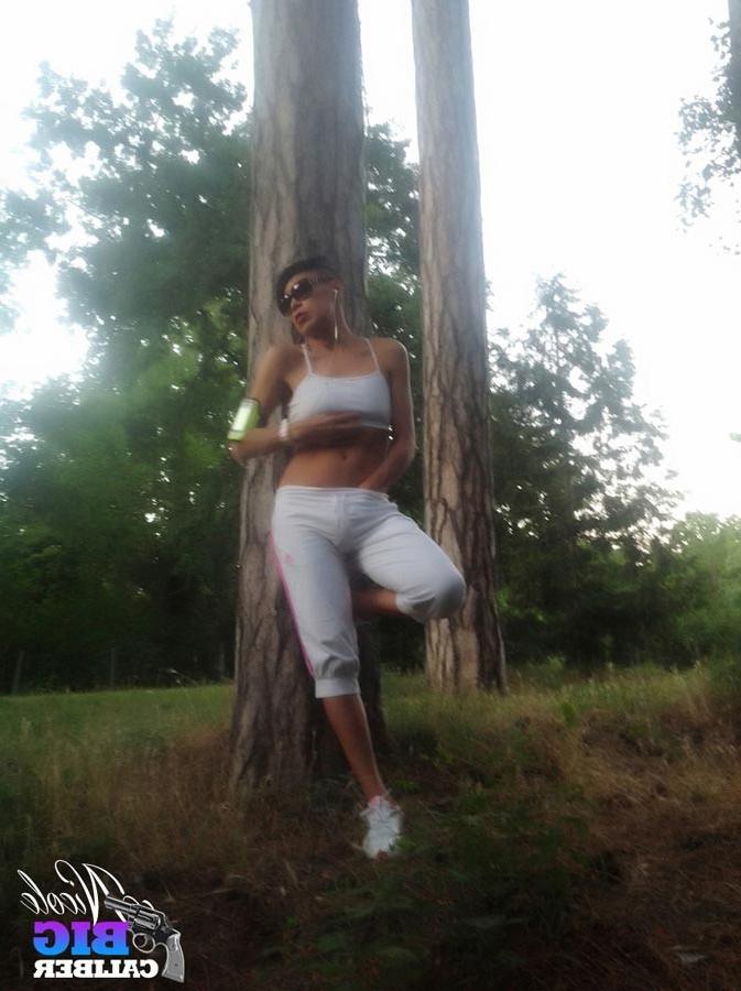 13P TS Nicole Big Caliber in Candid Photos in the Woods
