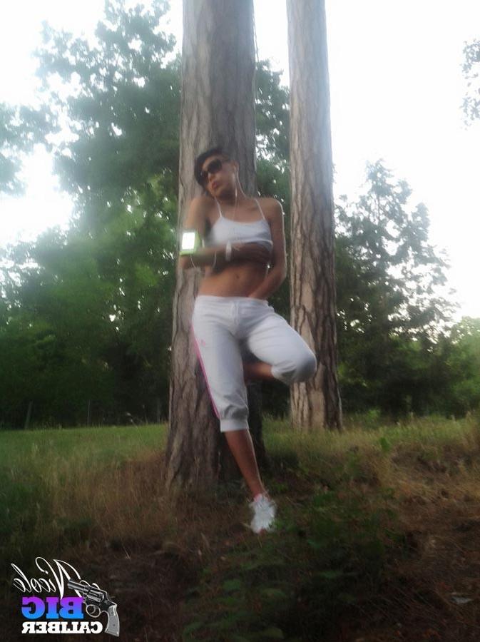 13P TS Nicole Big Caliber in Candid Photos in the Woods