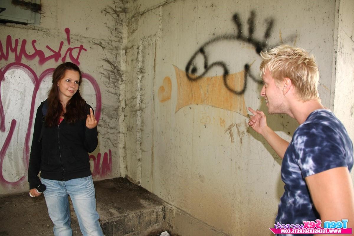 14P Horny hot teen couple sucking and fucking under a bridge