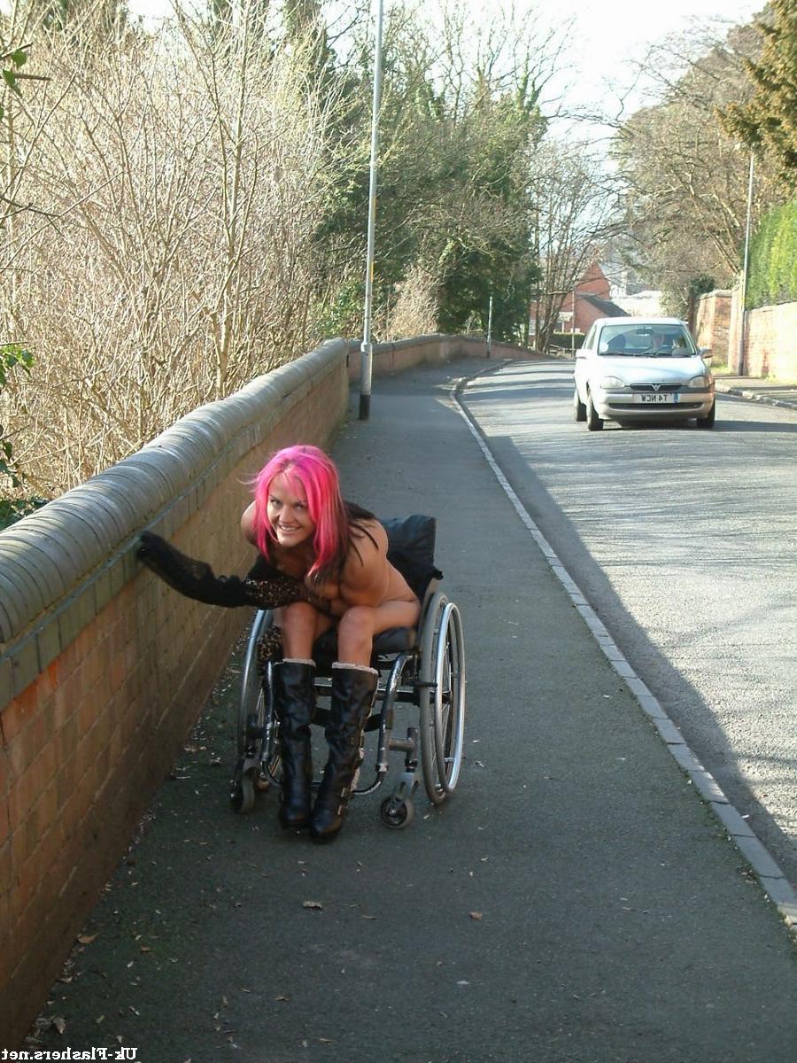 16P Disabled public nudity and pussy flashing by redhead Uk babe Leah Caprice showin