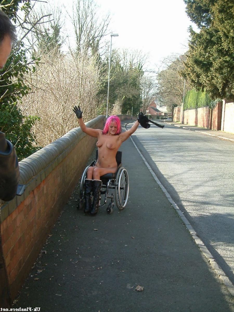 16P Disabled public nudity and pussy flashing by redhead Uk babe Leah Caprice showin