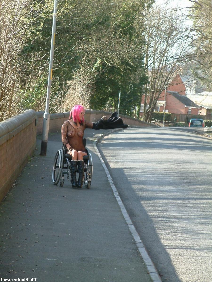 16P Disabled public nudity and pussy flashing by redhead Uk babe Leah Caprice showin