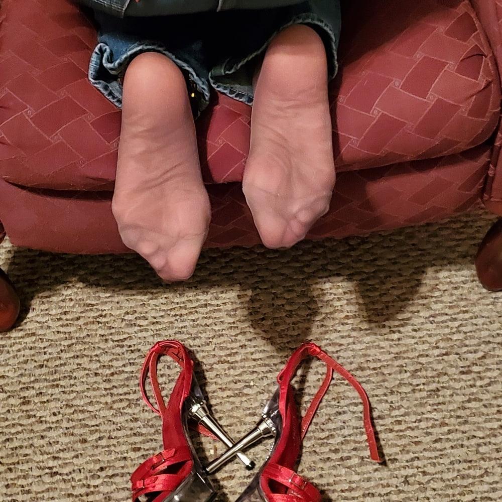 7P Wife's Tan pantyhose feet and leg's