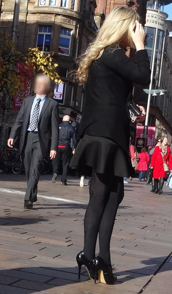 17P Street Pantyhose - Scottish Office Bitch in Opaques