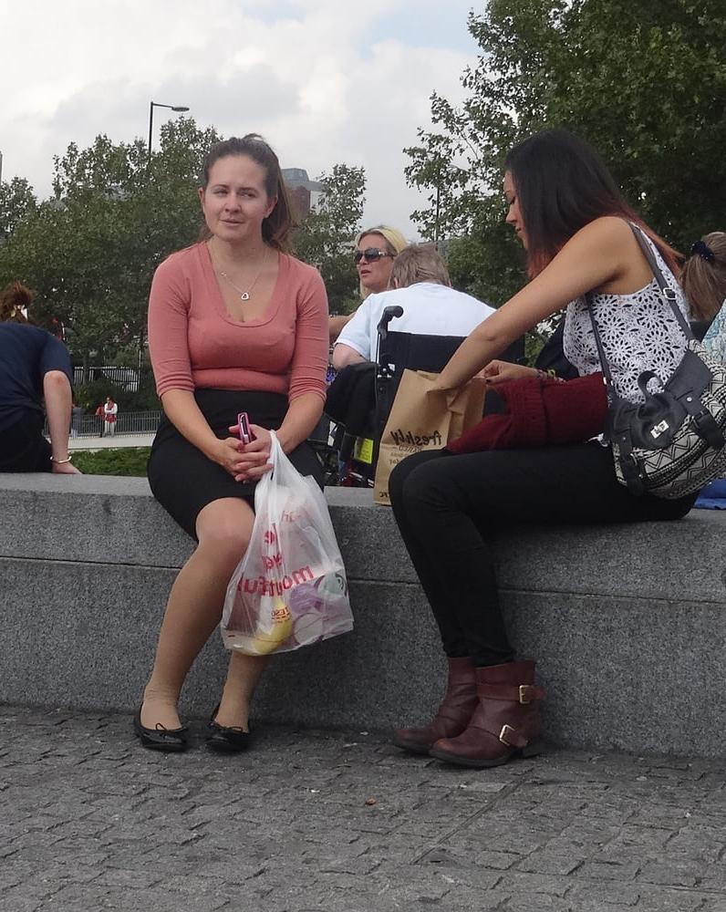 16P Street Pantyhose - Polish Bitch in Cheap tan Tights