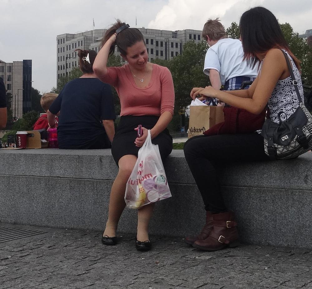 16P Street Pantyhose - Polish Bitch in Cheap tan Tights
