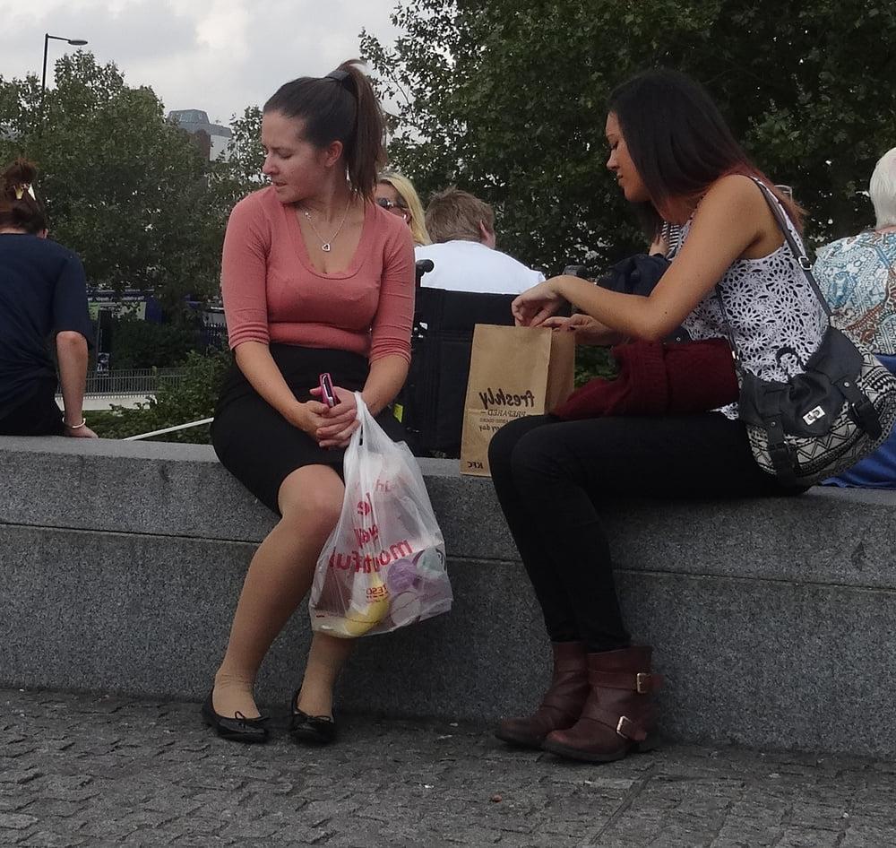 16P Street Pantyhose - Polish Bitch in Cheap tan Tights