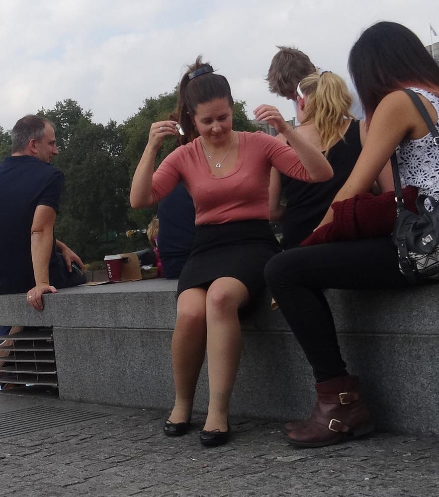 16P Street Pantyhose - Polish Bitch in Cheap tan Tights