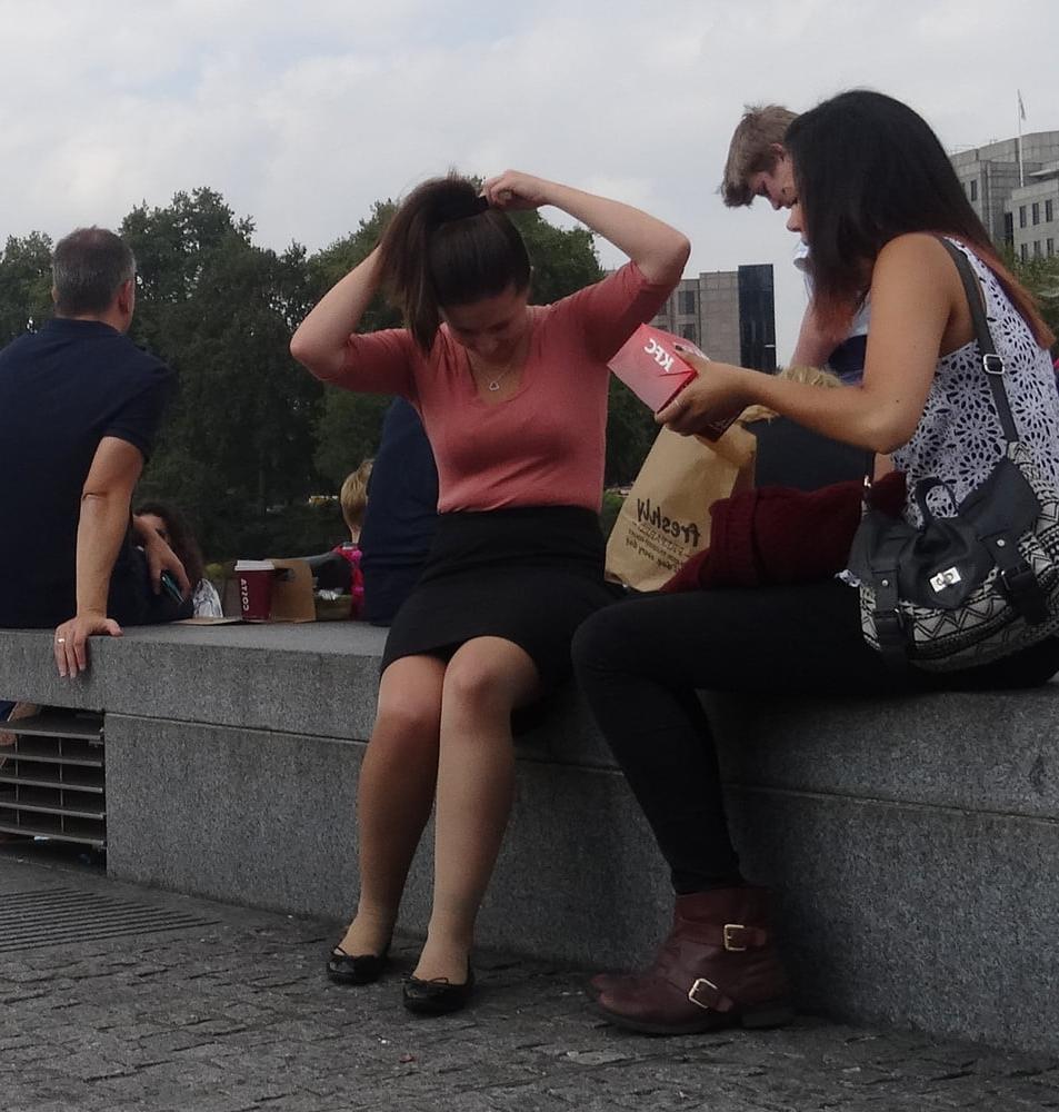 16P Street Pantyhose - Polish Bitch in Cheap tan Tights