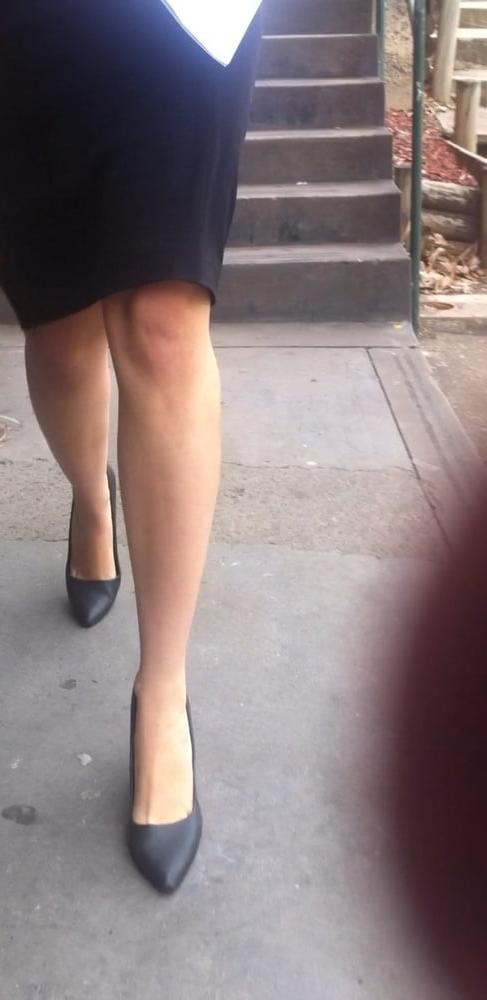 10P Hot teacher with sexy legs and feet in high heels