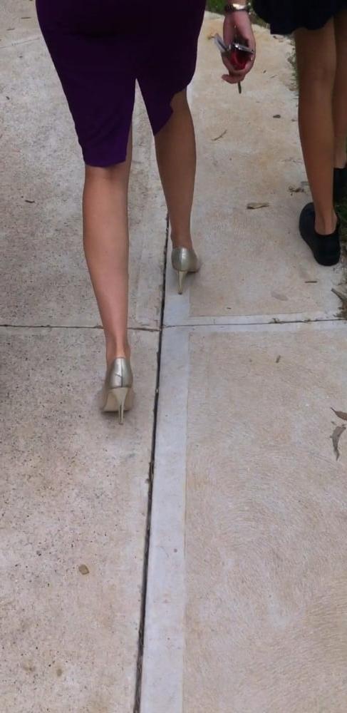 10P Hot teacher with sexy legs and feet in high heels