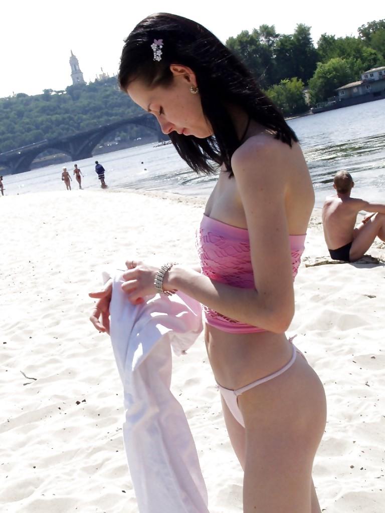 9P Ultra skinny russian bitch at nudist beach