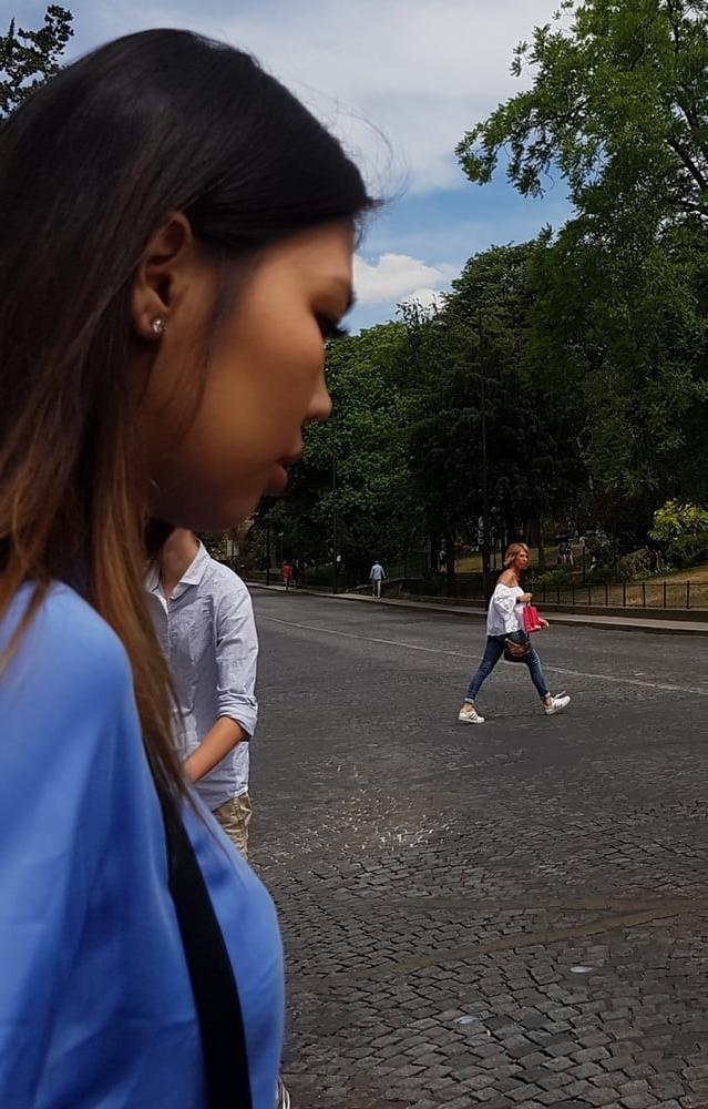 15P vpl, cute asian in blue dress