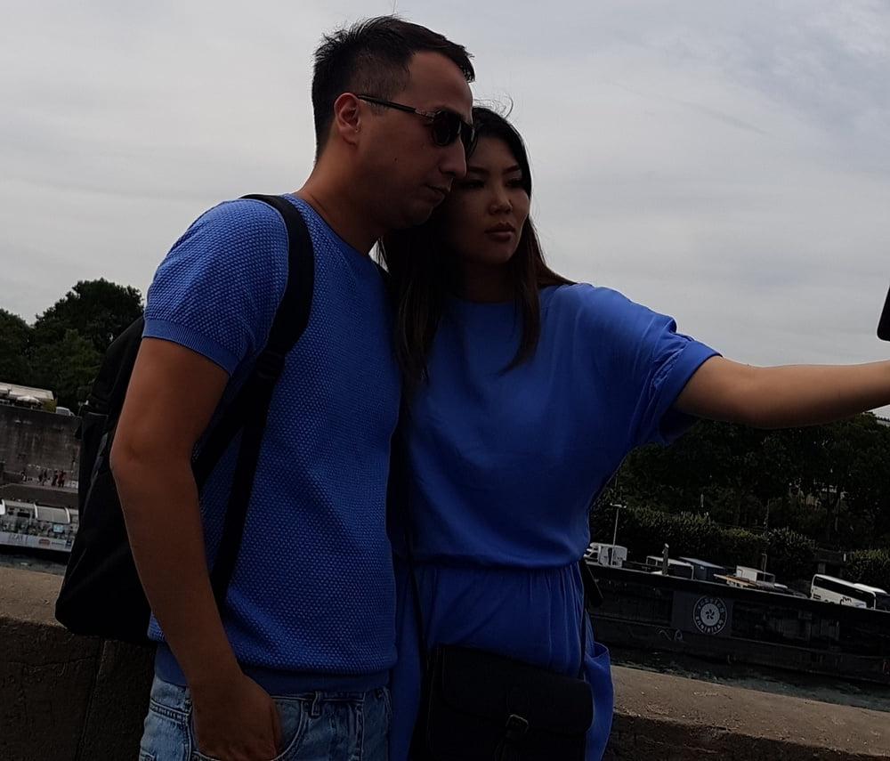 15P vpl, cute asian in blue dress