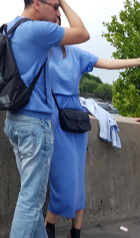 15P vpl, cute asian in blue dress