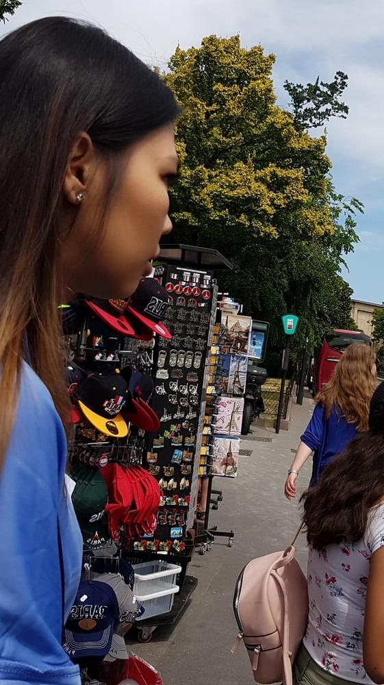 15P vpl, cute asian in blue dress