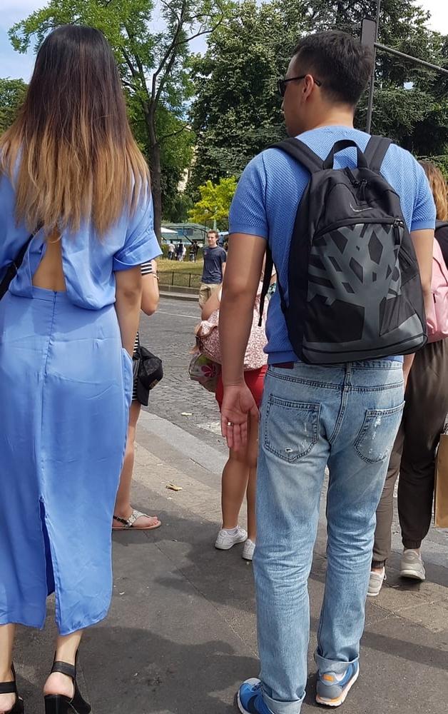 15P vpl, cute asian in blue dress