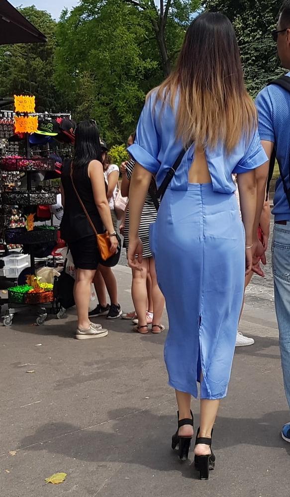 15P vpl, cute asian in blue dress
