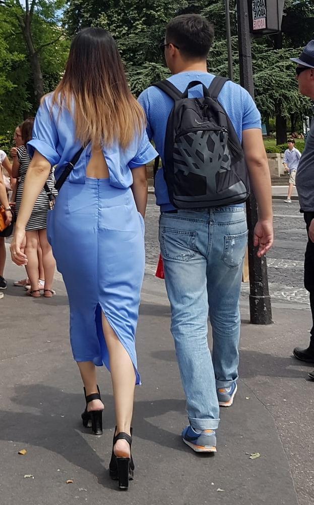 15P vpl, cute asian in blue dress