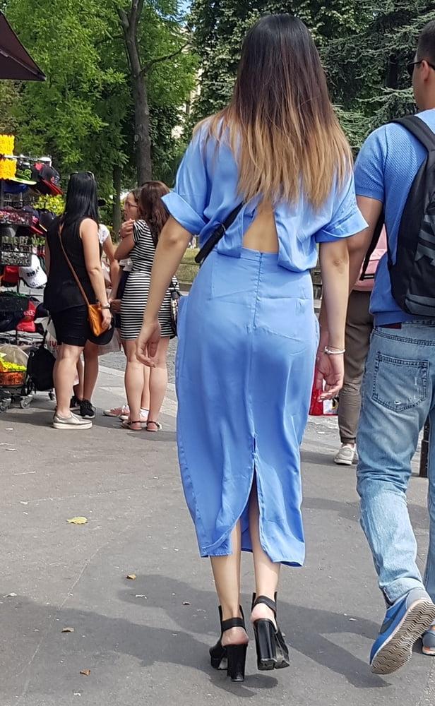15P vpl, cute asian in blue dress