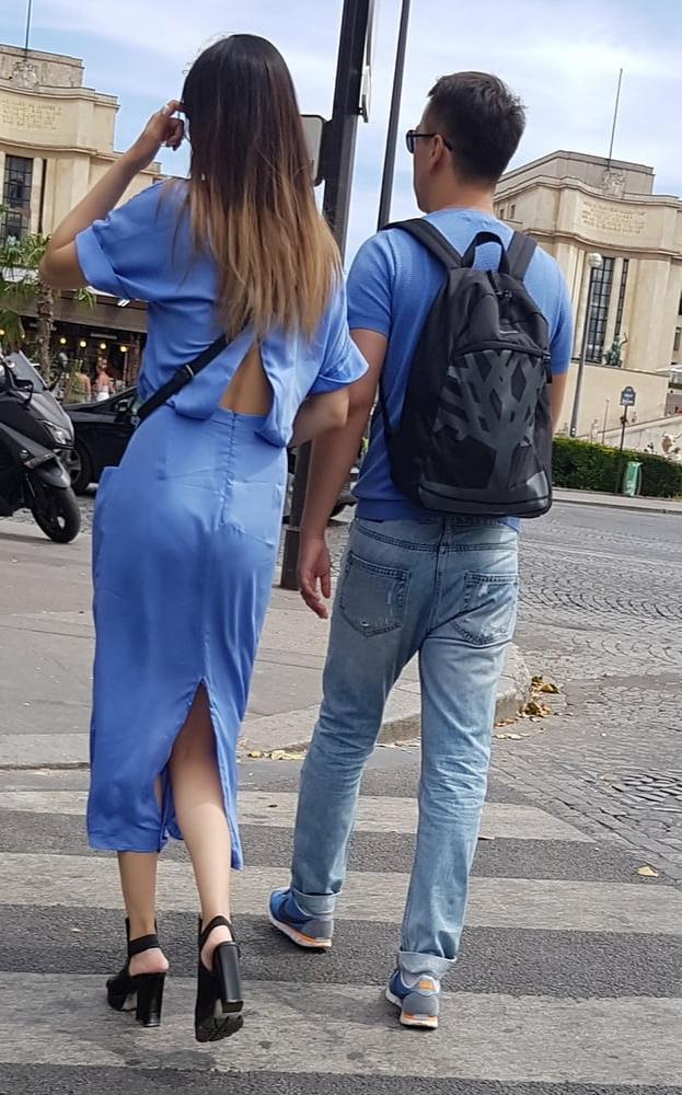 15P vpl, cute asian in blue dress
