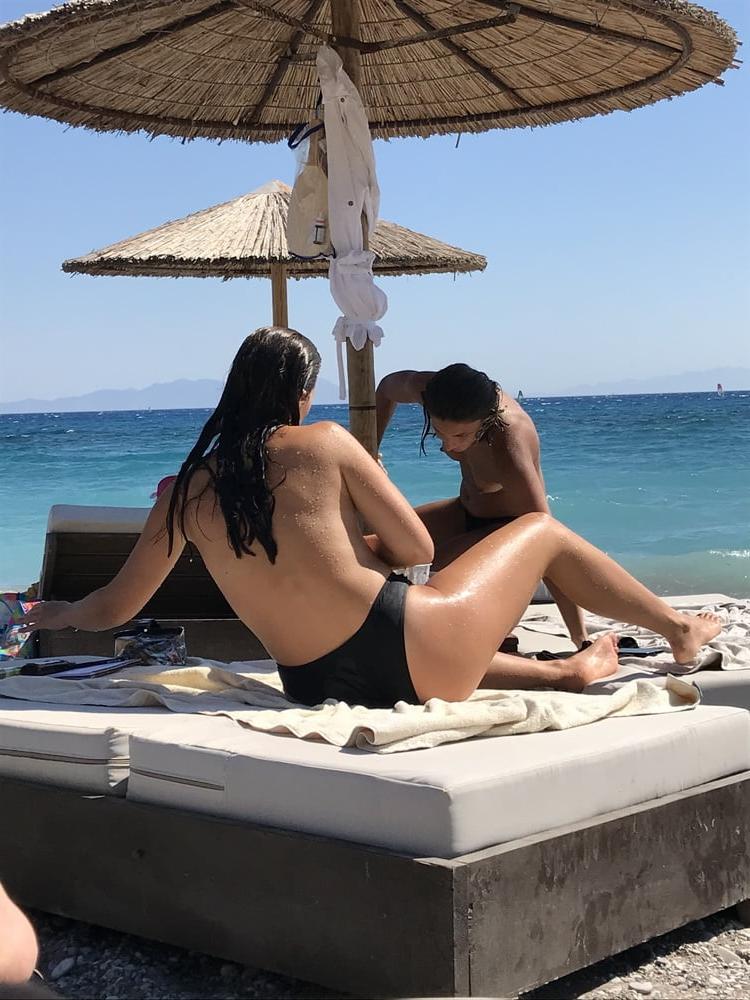 14P Girl #1&amp;2 Topless at beach in Greece