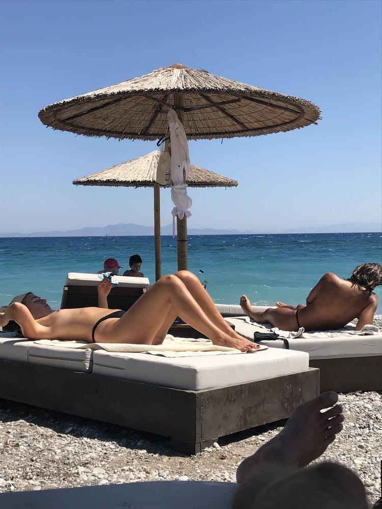 14P Girl #1&amp;2 Topless at beach in Greece