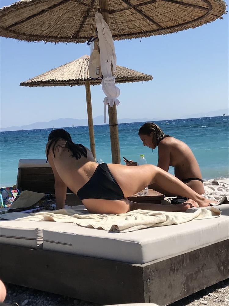 14P Girl #1&amp;2 Topless at beach in Greece