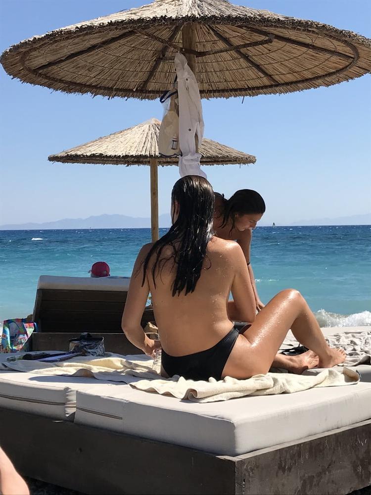 14P Girl #1&amp;2 Topless at beach in Greece