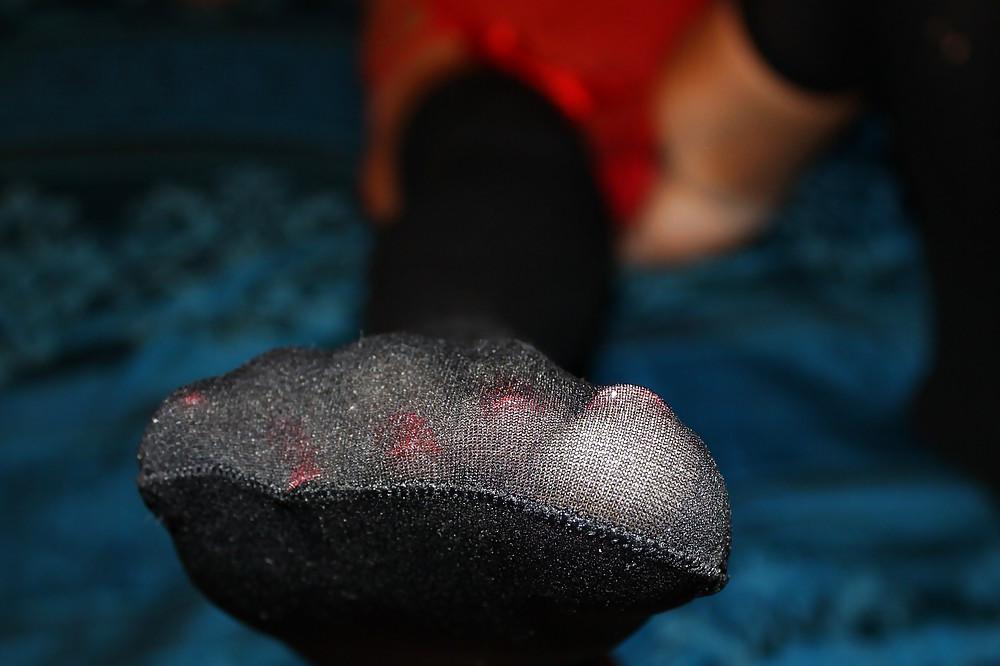 25P Sexy Nylon Feet Toes In a Sexy Red Lingerie Vol2