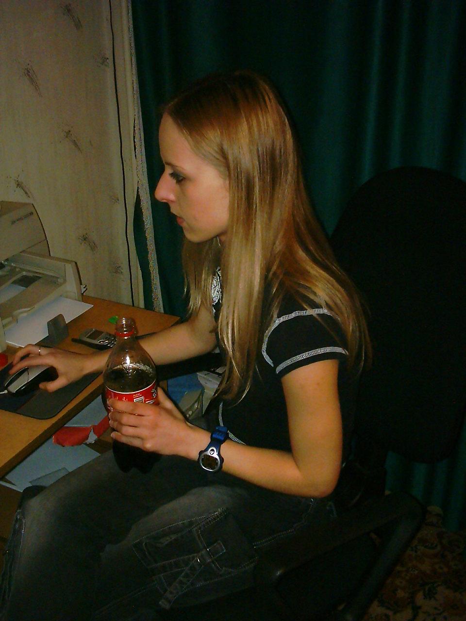 16P Cute blonde girl strips