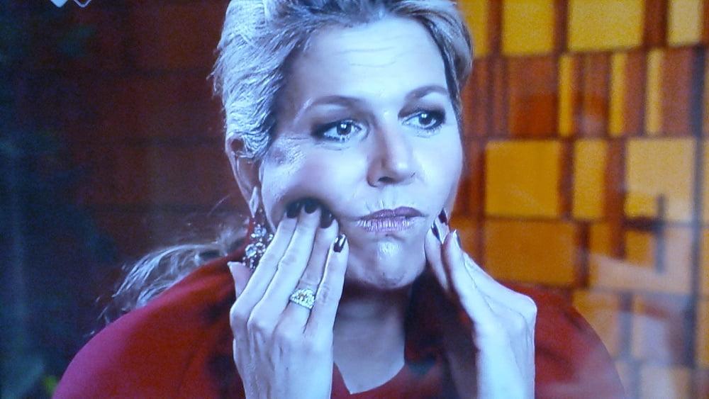 15P Silly faces queen MAXIMA on tv where i jerk of on many times