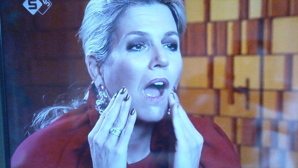 15P Silly faces queen MAXIMA on tv where i jerk of on many times