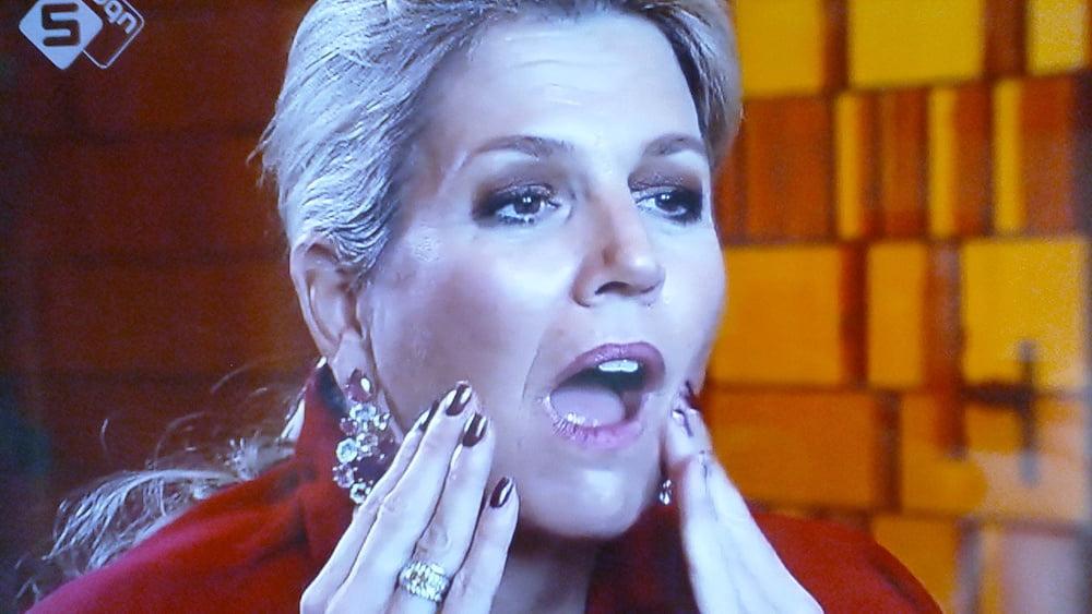 15P Silly faces queen MAXIMA on tv where i jerk of on many times