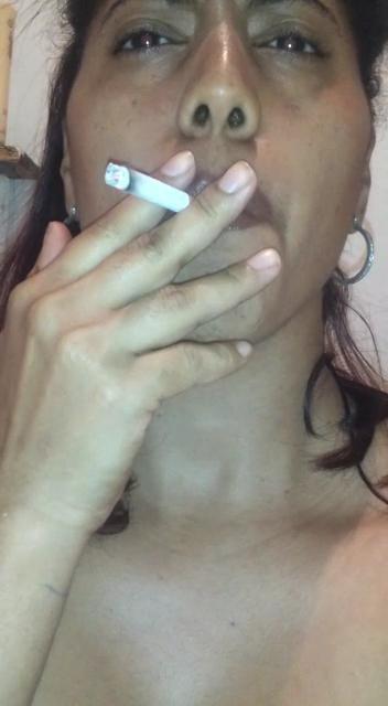 25P hot caribian ebony Awilda smoking cigarette