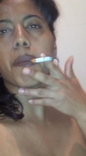 25P hot caribian ebony Awilda smoking cigarette
