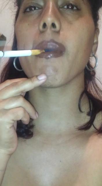 25P hot caribian ebony Awilda smoking cigarette