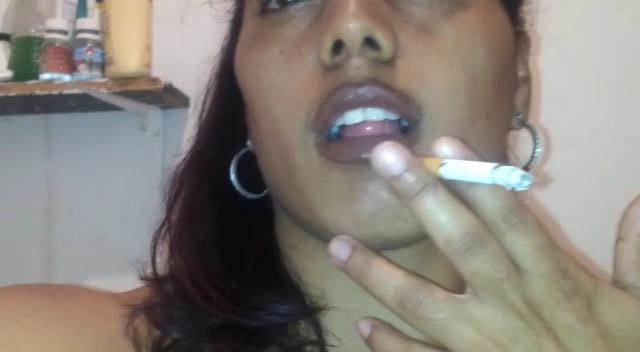 25P hot caribian ebony Awilda smoking cigarette