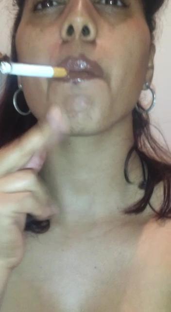 25P hot caribian ebony Awilda smoking cigarette
