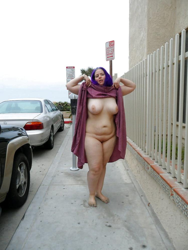 12P Beautiful chubby woman with purple hair