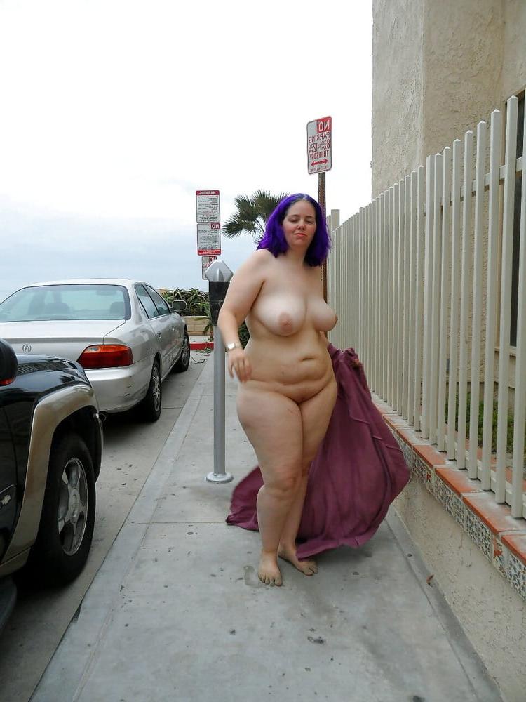12P Beautiful chubby woman with purple hair