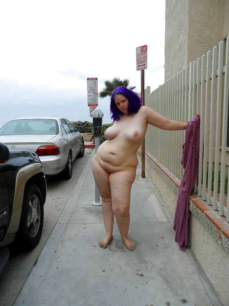 12P Beautiful chubby woman with purple hair