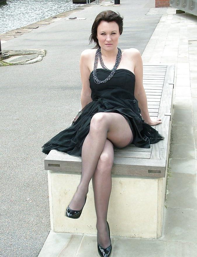 17P Gorgeous milfs in heels and stockings in public