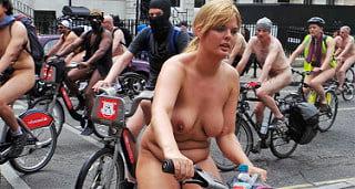 25P Cute Shapely Blonde London 2016 wnbr world naked bike ride